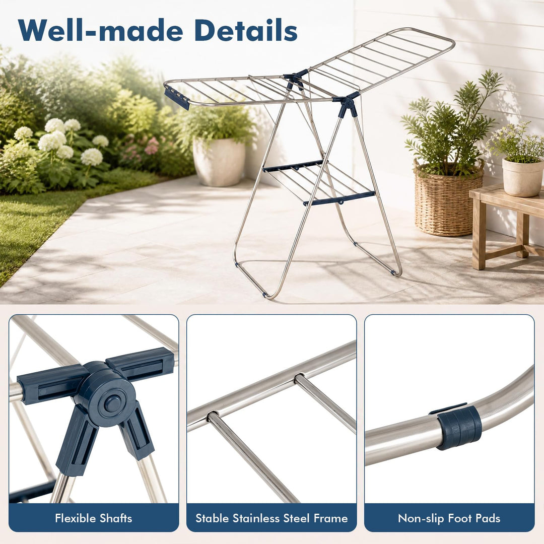 GIANTEX 60" L 2-Tier Foldable Clothes Drying Rack with Sock Clips