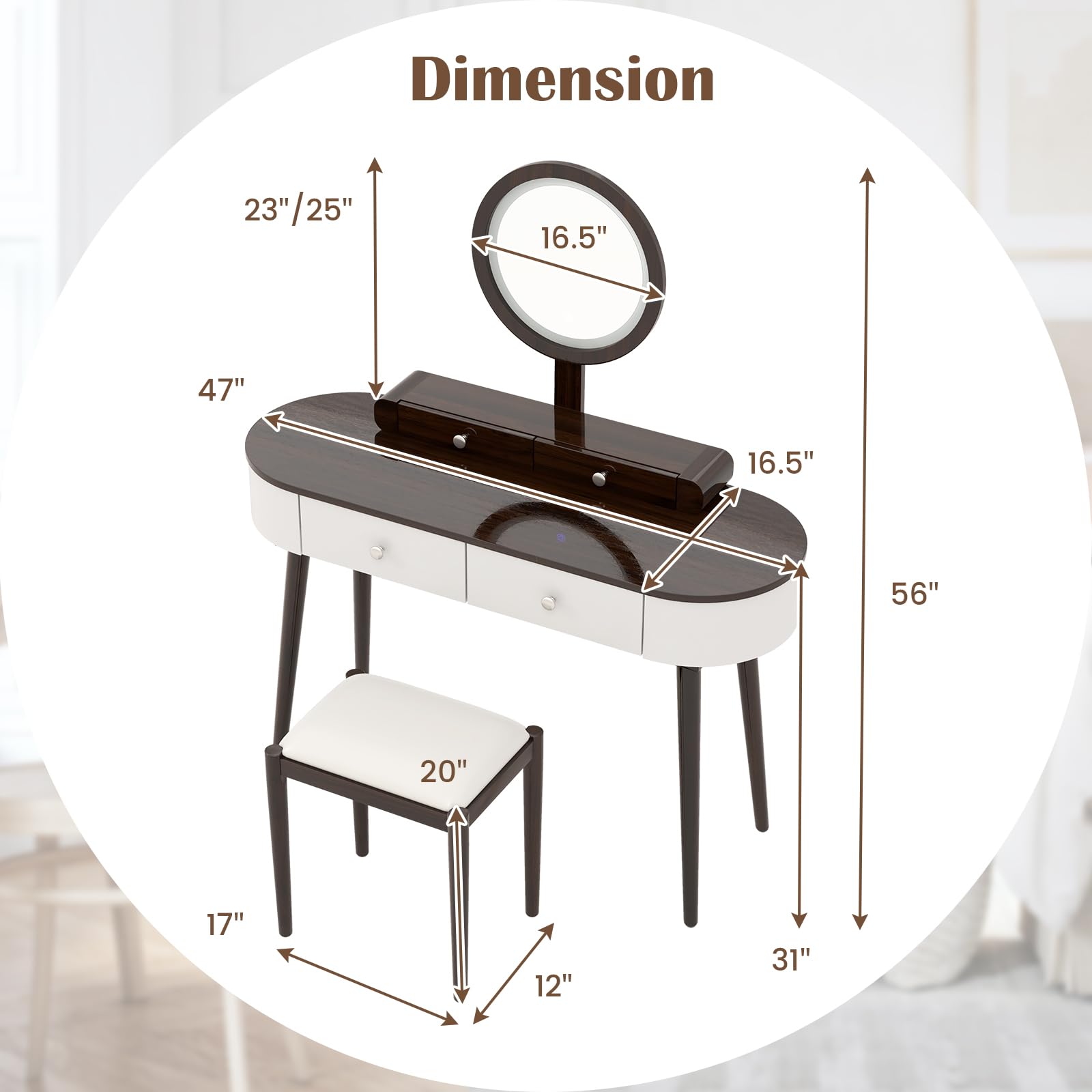 CHARMAID Makeup Vanity Desk with Lights