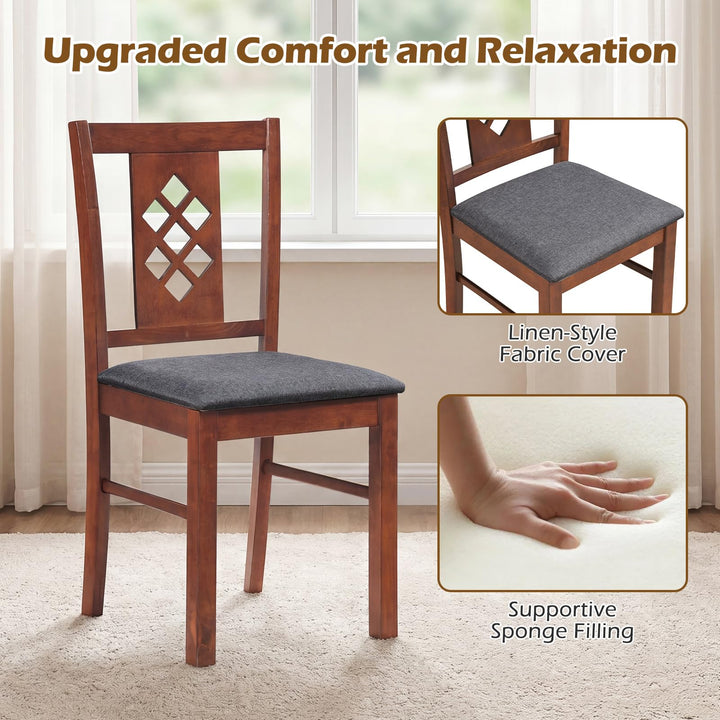 Giantex Wooden Upholstered Kitchen Chair with Elegant Diamond Back (2/4)