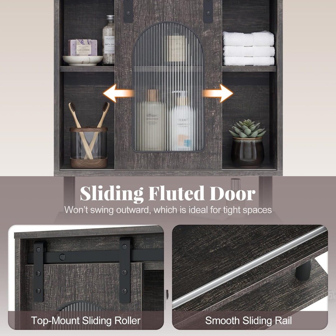 Giantex Bathroom Wall Cabinet with Sliding Barn Door