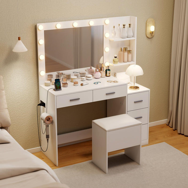 Vanity Stool with Hidden Storage with Soft Seat