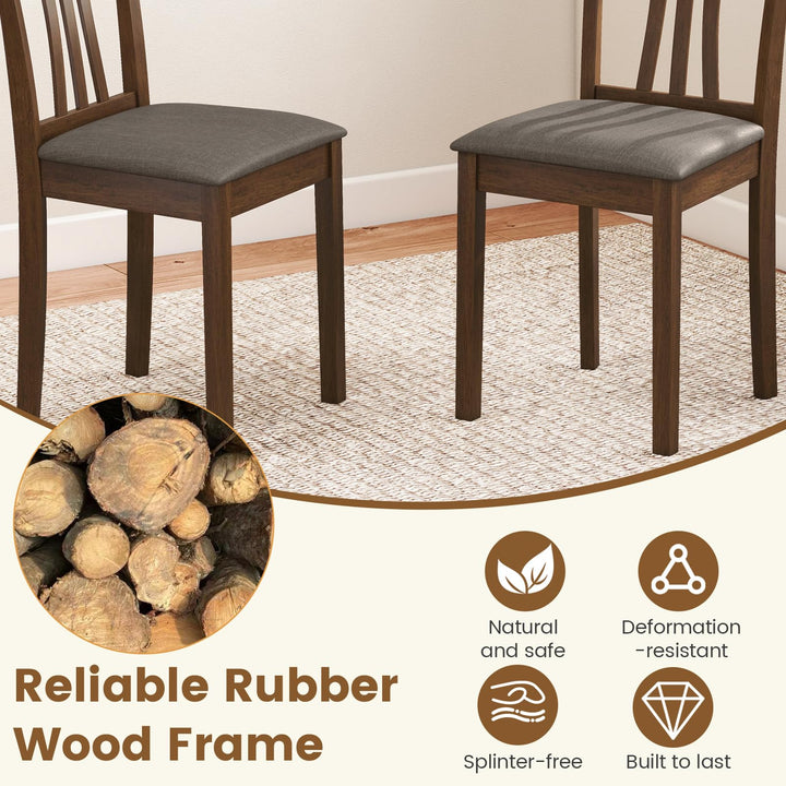 Giantex Wooden Dining Chairs Set of 2/4 Linen Fabric Upholstered Kitchen Armless Chair