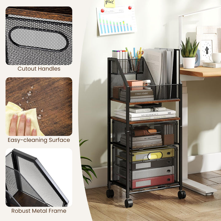 Giantex 5-Tier Rolling File Cart with Metal Mesh Drawers (1/2)