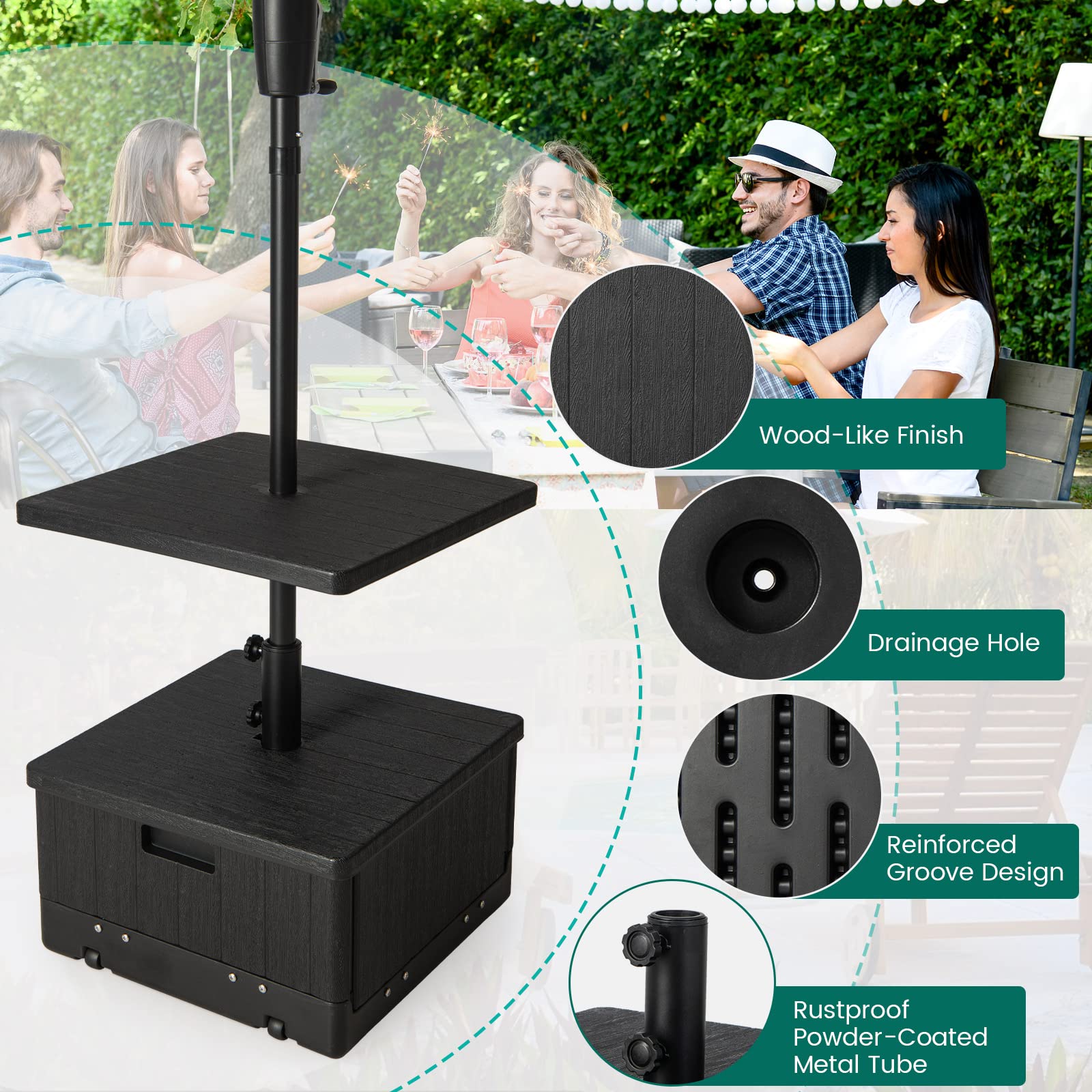 Giantex Outdoor Side Table with Umbrella Stand