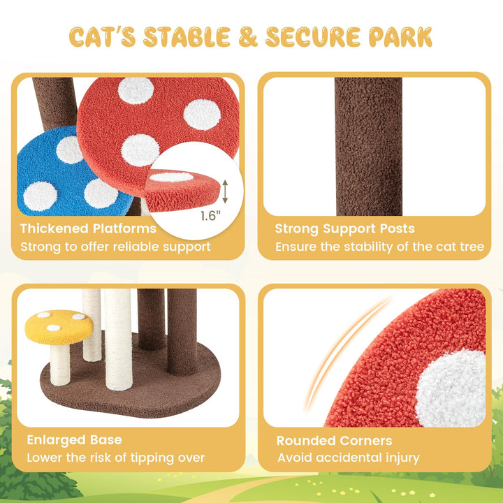 Giantex Cute Cat Tree - 37 Inches Mushroom Cat Tower