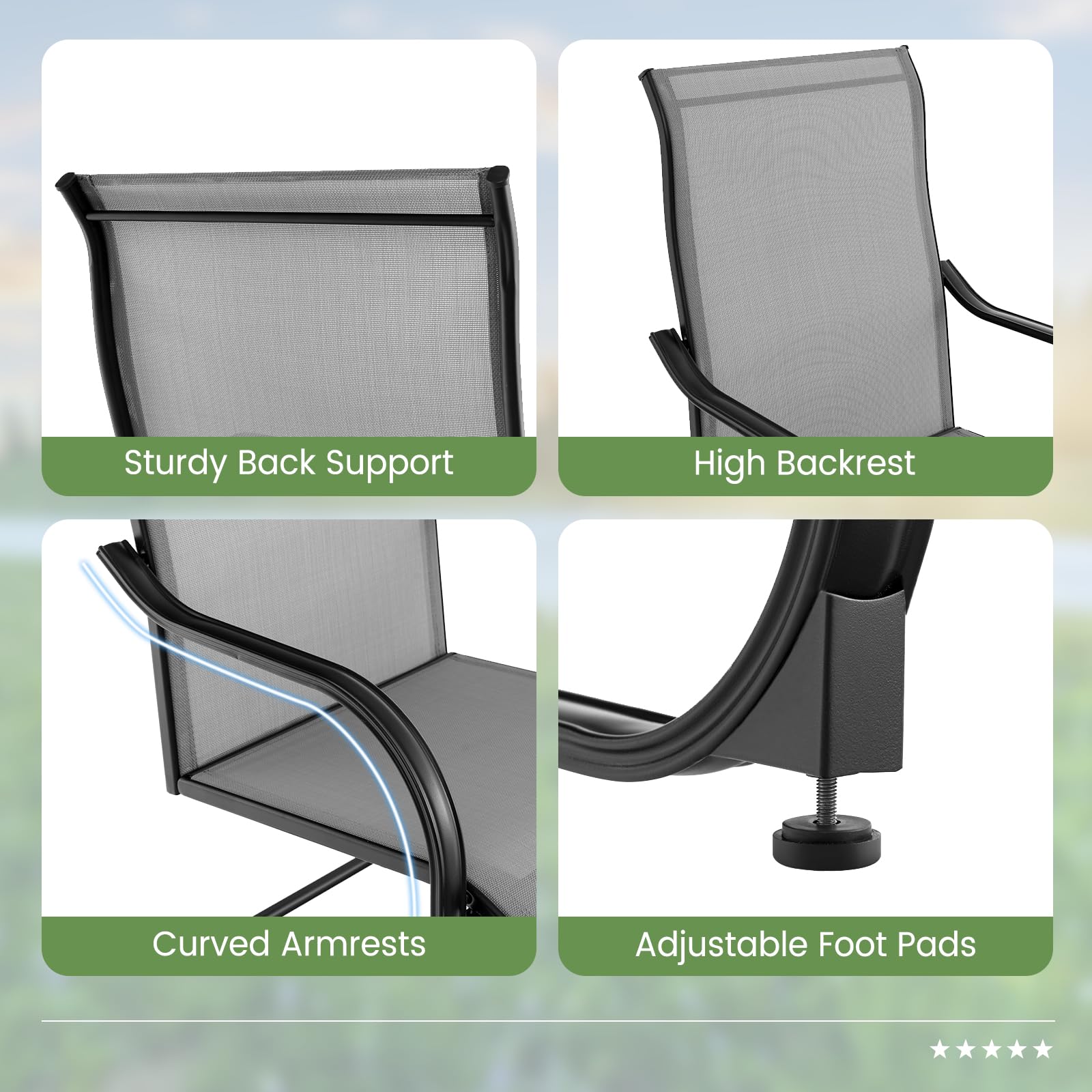 Giantex Patio Chairs, High Back Outdoor Chairs w/Sled Base, All Weather Fabric