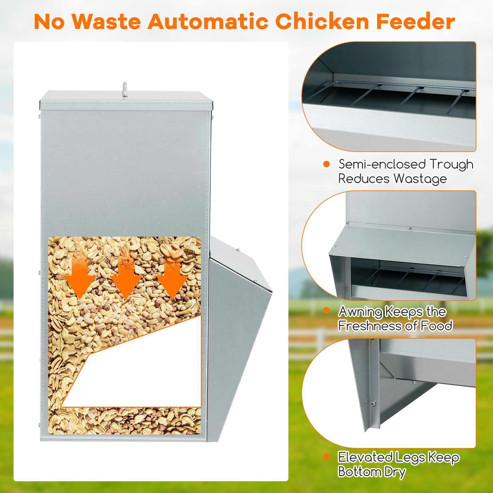 Giantex 50 lbs Galvanized Chicken Feeder