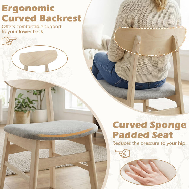 Giantex Wooden Dining Chairs Set of 2/4 Upholstered Kitchen Chairs with Rubber Wood Legs
