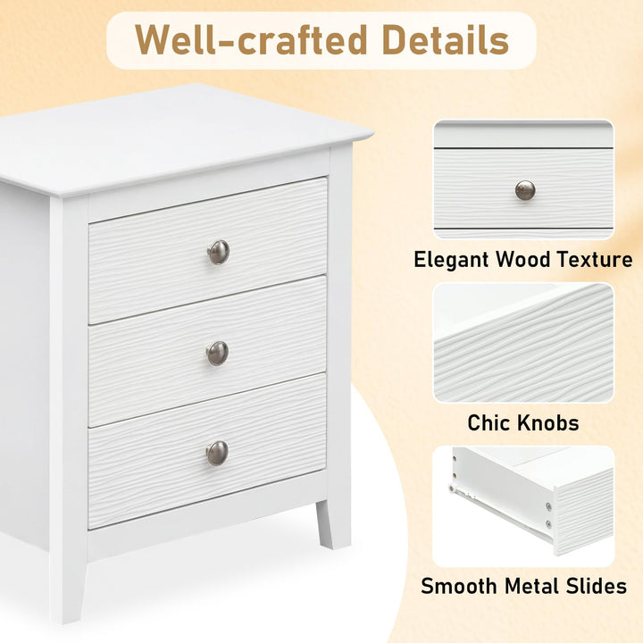 Giantex 3-Drawer Night Stand Set 1/2 22’’ Compact Sofa End Couch Side Table