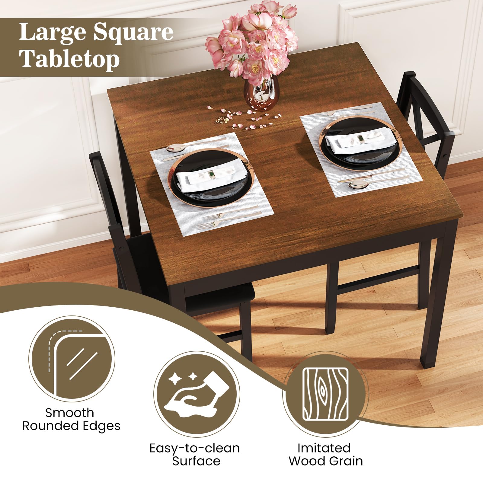 Giantex 3-Piece Dining Table Set for 2