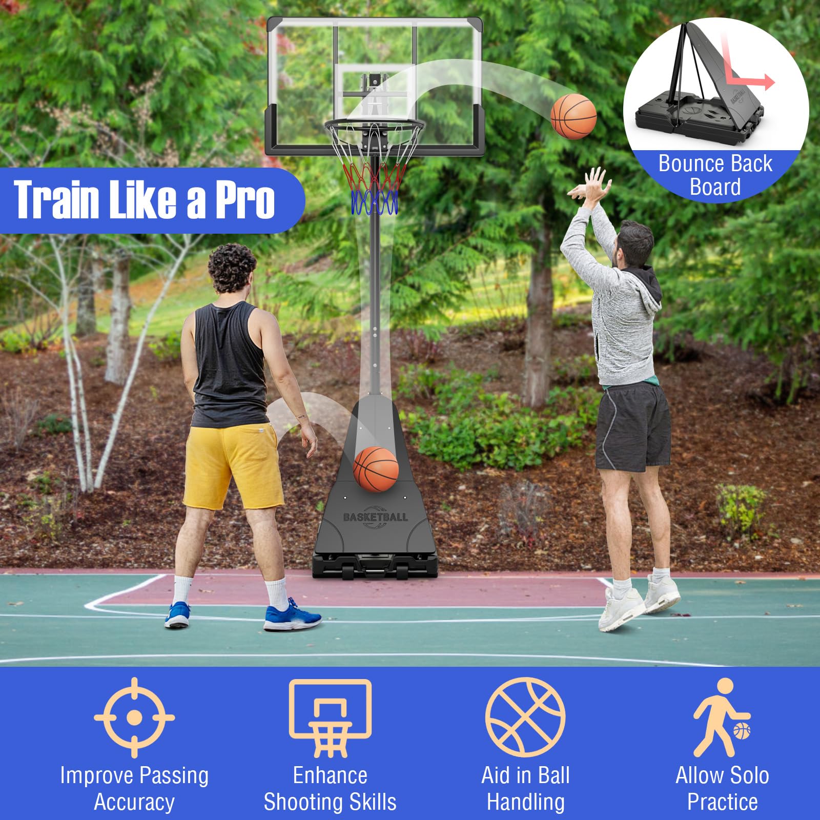 Giantex Portable Basketball Hoop Outdoor - 4.9-10 FT Height Adjustable Basketball Goal System