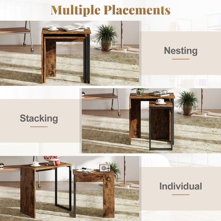 Giantex Nesting Coffee Table Set of 2 for Living Room