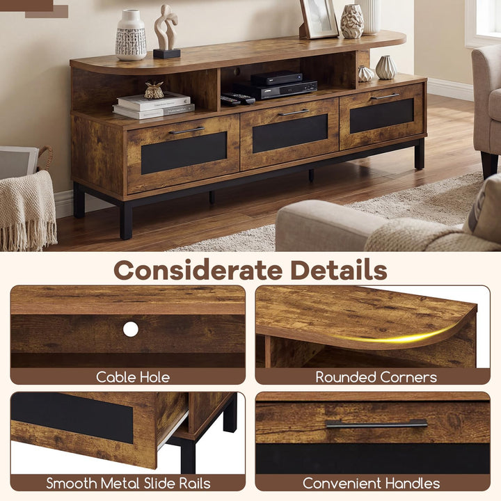 Giantex TV Stand for TVs up to 75" Entertainment Center with 3 Storage Drawers and Open Shelves