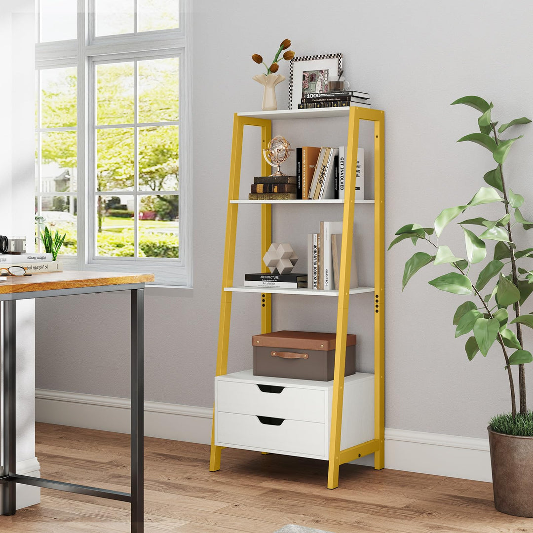 Giantex 4-Tier Bookshelf with 2 Drawers Set of 1/2