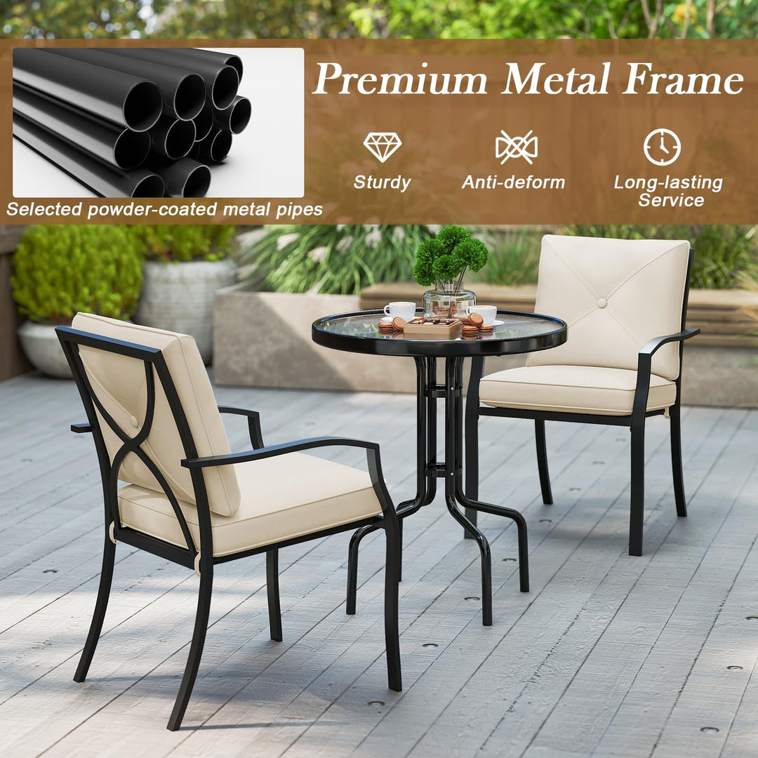 Giantex Metal Outdoor Dining Chair Set of 2/4 Stackable Patio Chairs with Armrests