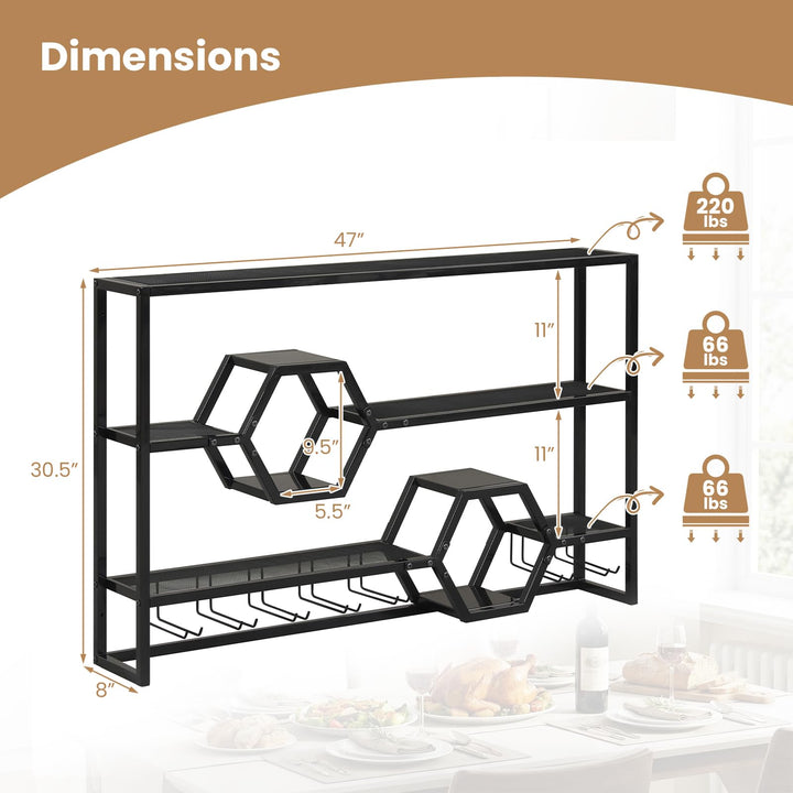 Giantex Wall Mounted Wine Rack 47” Large Floating Bar Shelves