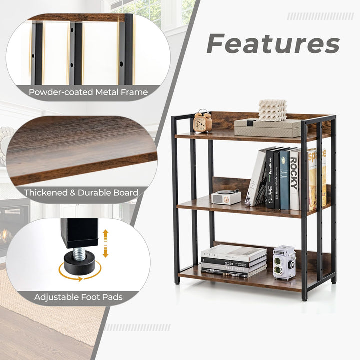 Giantex 3-Tier Bookshelf, Industrial 32" Tall Small Book Shelf with Adjustable Shelves