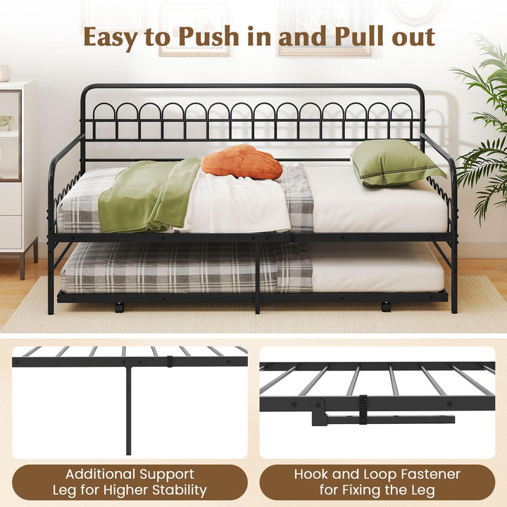 Giantex Twin Daybed with Trundle with Heavy-Duty Metal Slats