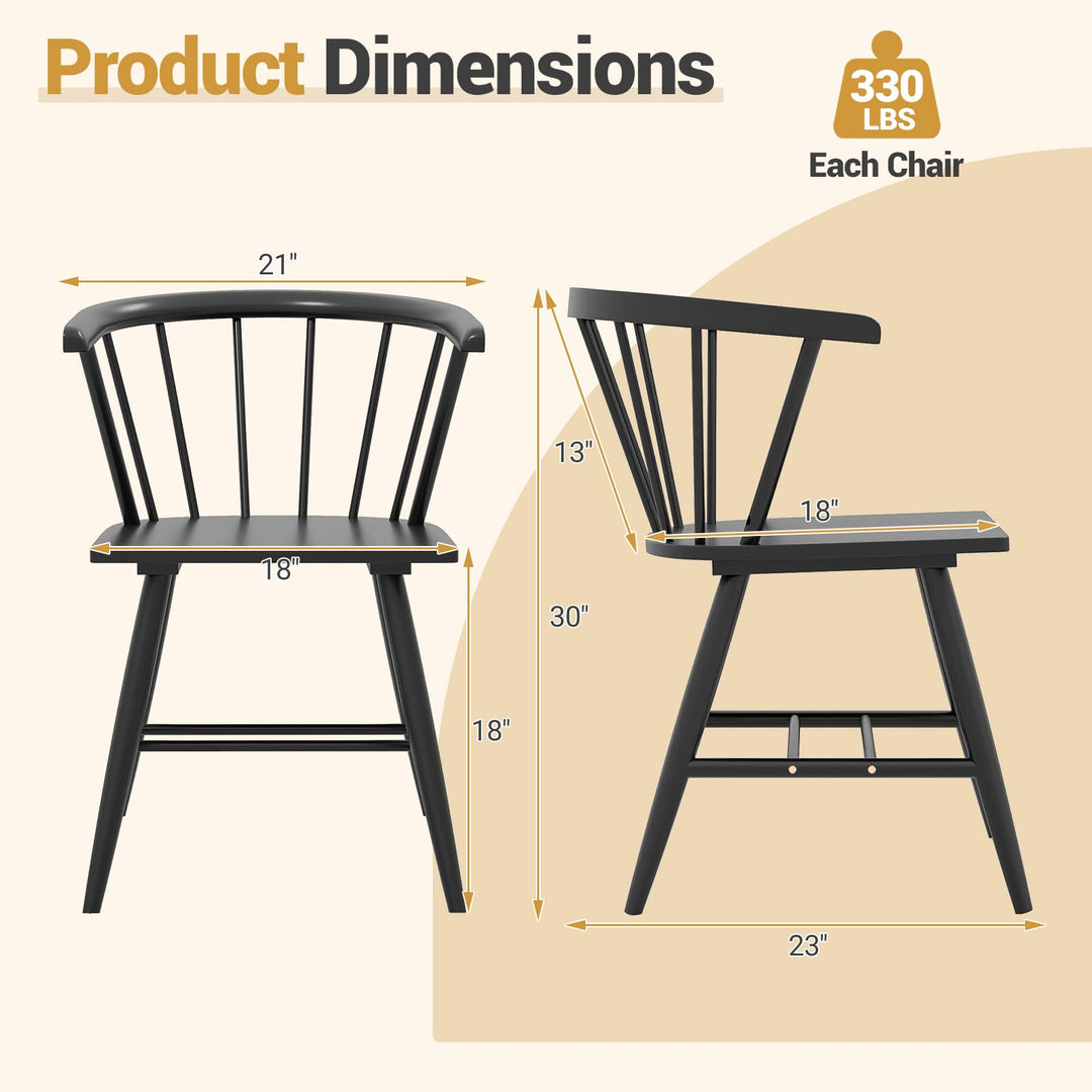 Giantex Windsor Dining Chairs Set of 2/4 Mid-Century Modern Black Kitchen Chairs w/Solid Rubber Wood Frame