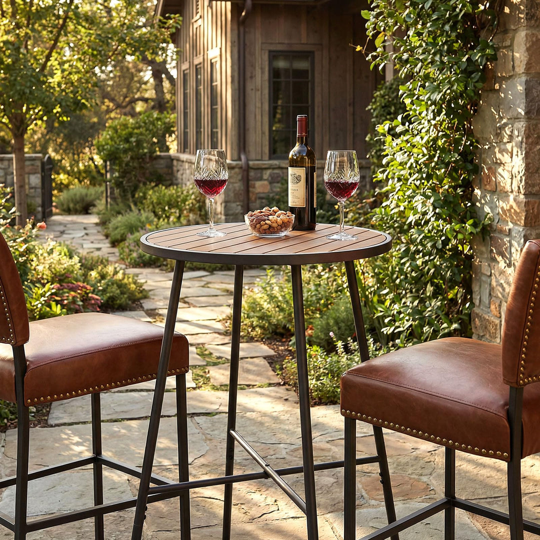 Giantex 41-inches Patio Bar Table Acacia Wood Pub Table