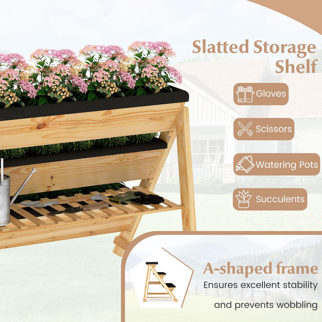 Giantex 3-Tier Vertical Raised Garden Bed Wood Elevated Planter Box with Legs