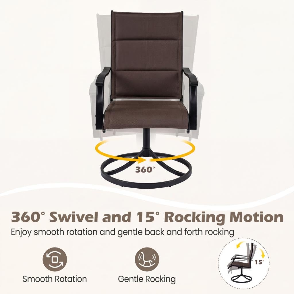 Giantex Outdoor Dining Chairs w/Padded Seat &amp; High Back