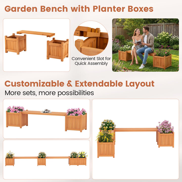 Giantex 2/4 in 1 Outdoor Bench with 2/4 Raised Garden Beds