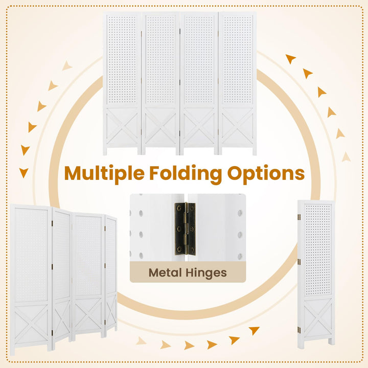 Giantex 4 Panel Pegboard Room Divider for Room Separation
