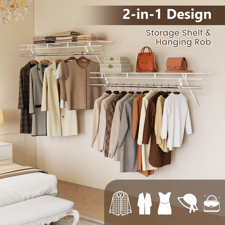 Giantex 4 ft x 12” Metal Wire Storage Shelf & Clothes Rod Organizer