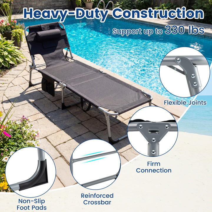 Giantex Tanning Chair with Face Arm Holes Folding Chair
