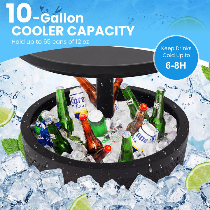 Giantex 3-in-1 Outdoor Cooler Bar Table | 10-Gallon Ice Bucket with Lift-Top Cocktail Table