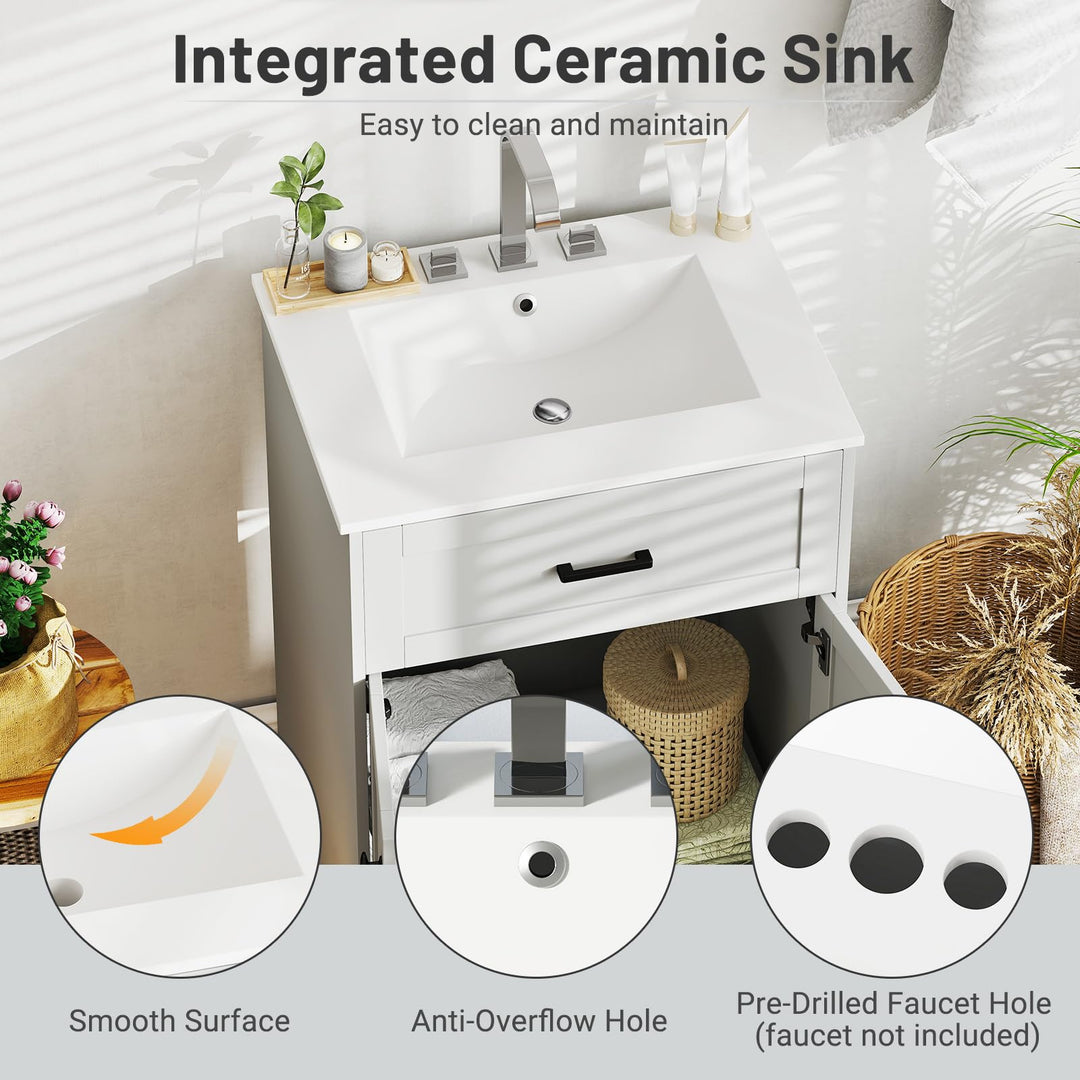 Giantex 24” Undermount Bathroom Cabinet with Ceramic Basin