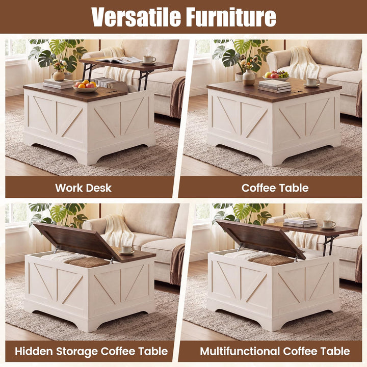 Giantex 31.5" Square Farmhouse Lift Top Coffee Table with Storage