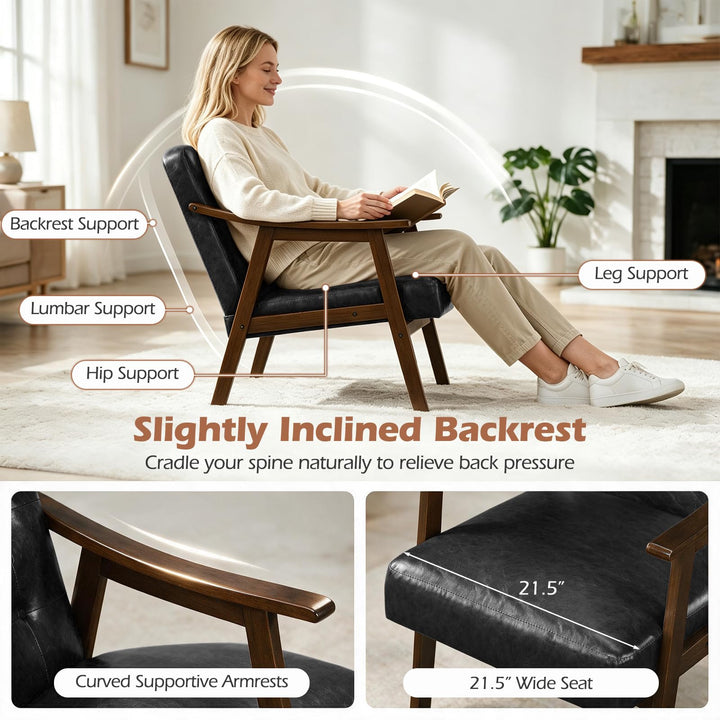 GIANTEX Faux Leather Accent Chair with Inclined Backrest (1/2)