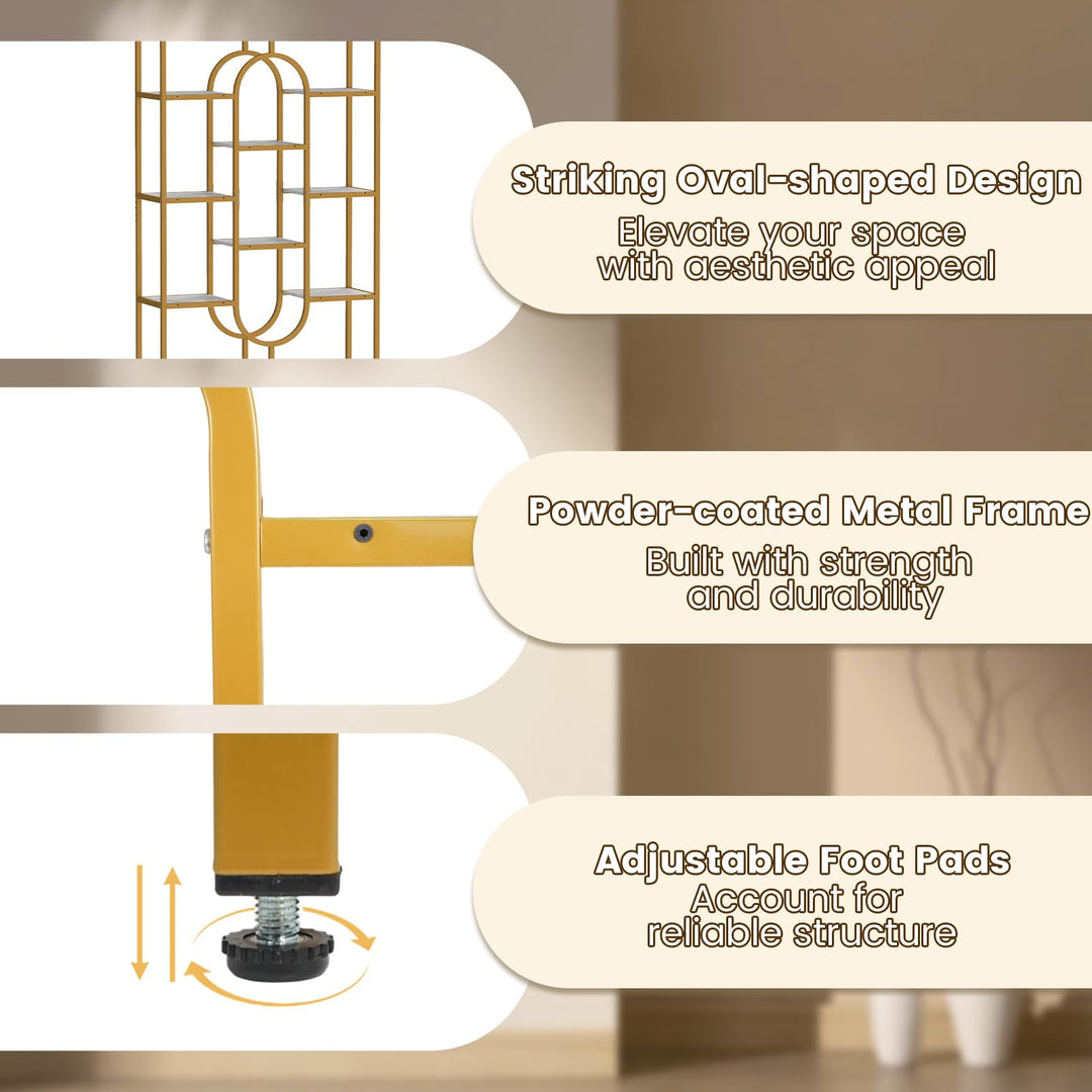 Giantex 5-Tier Bookshelf 69" Tall Geometric Bookcase w/ 10 Open Shelves