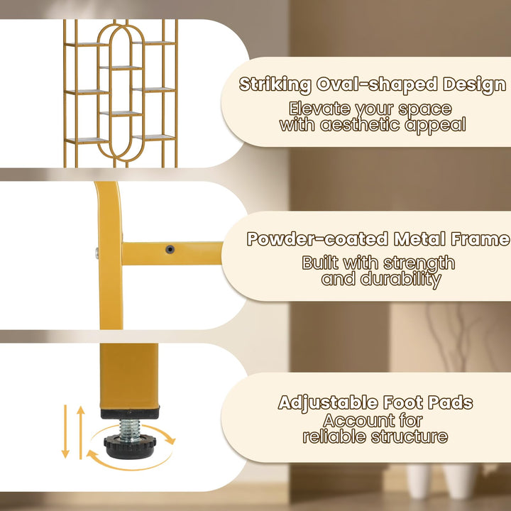 Giantex 5-Tier Bookshelf 69" Tall Geometric Bookcase w/ 10 Open Shelves