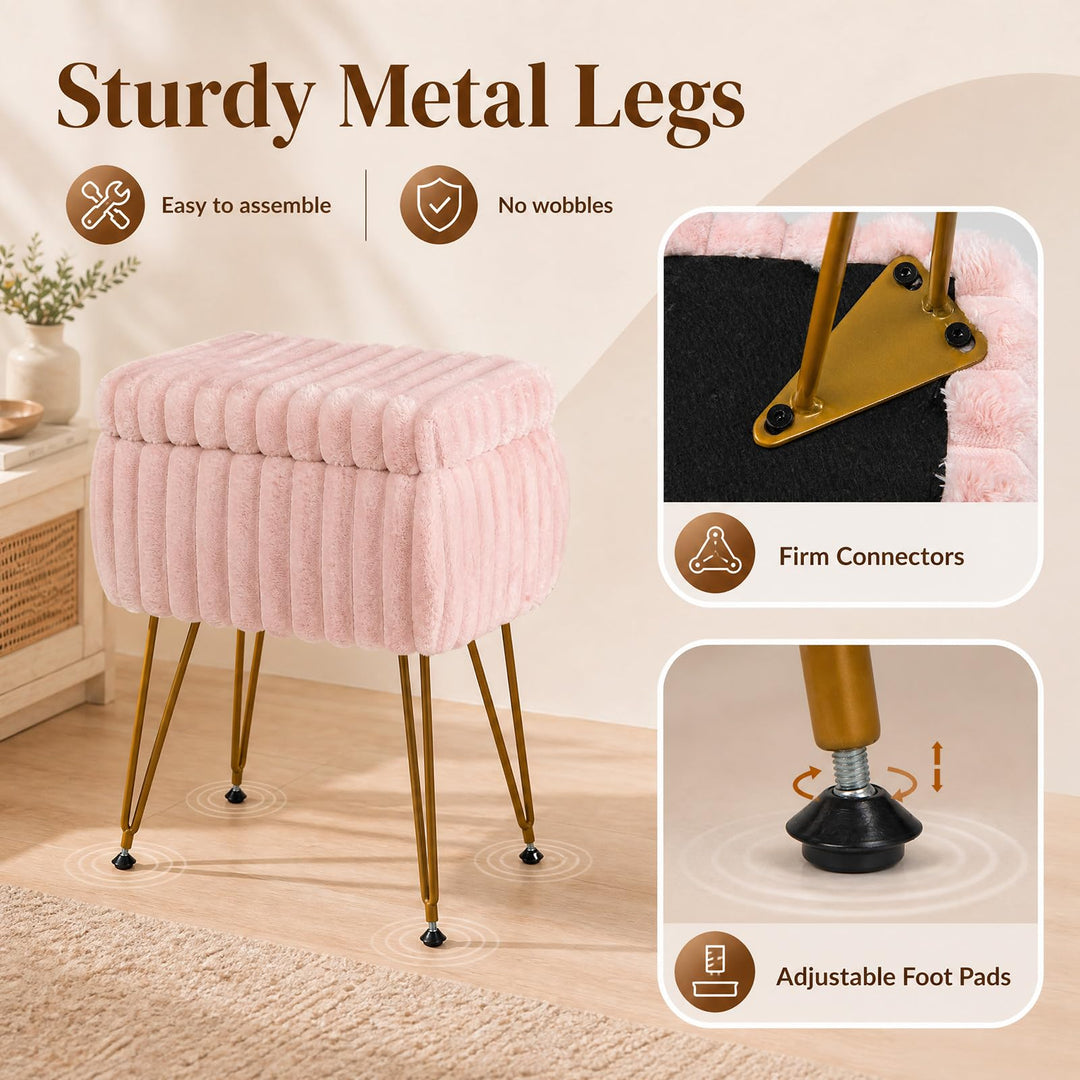 GIANTEX Vanity Stool Chair w/Storage &amp; Reversible Lid