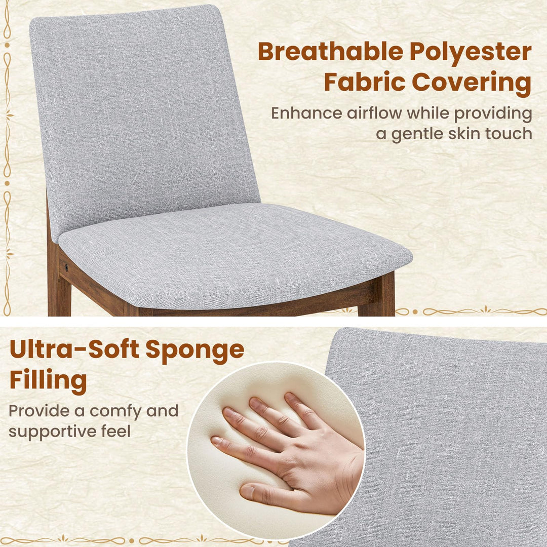 Giantex Upholstered Dining Chairs Set of 2/4, Linen Fabric Wooden Kitchen Chairs w/Rubber Wood Frame