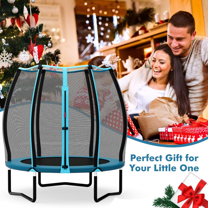 Giantex 55" Trampoline for Kids, Mini Toddler Trampoline w/Enclosure Net, Safety Pad, Outdoor Indoor Kids Trampoline for Boys Girls Gift, Blue