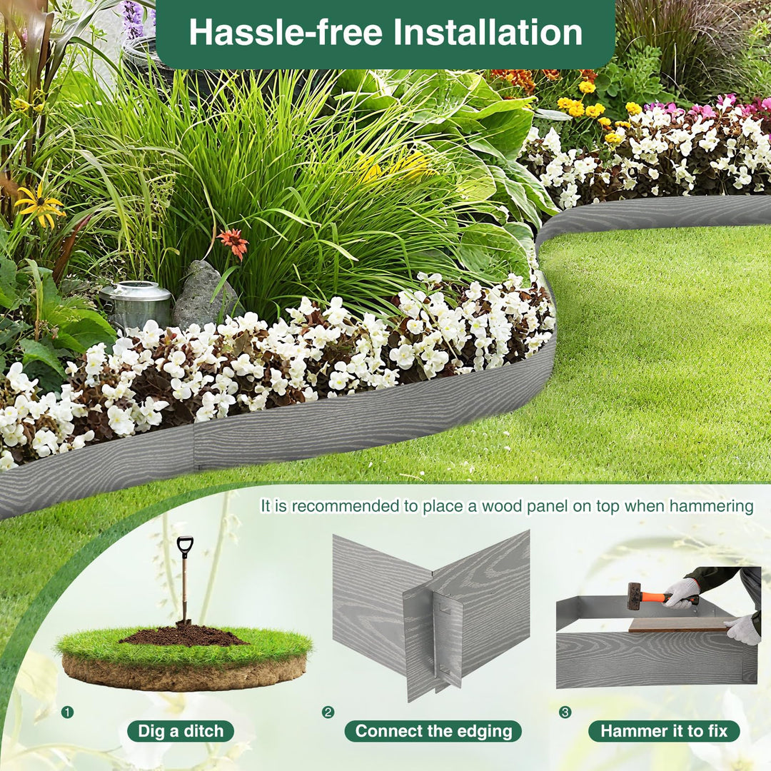 Giantex Galvanized Metal Landscape Edging 6 Packs 20FT Heavy-Duty Hammer-in Edging Border