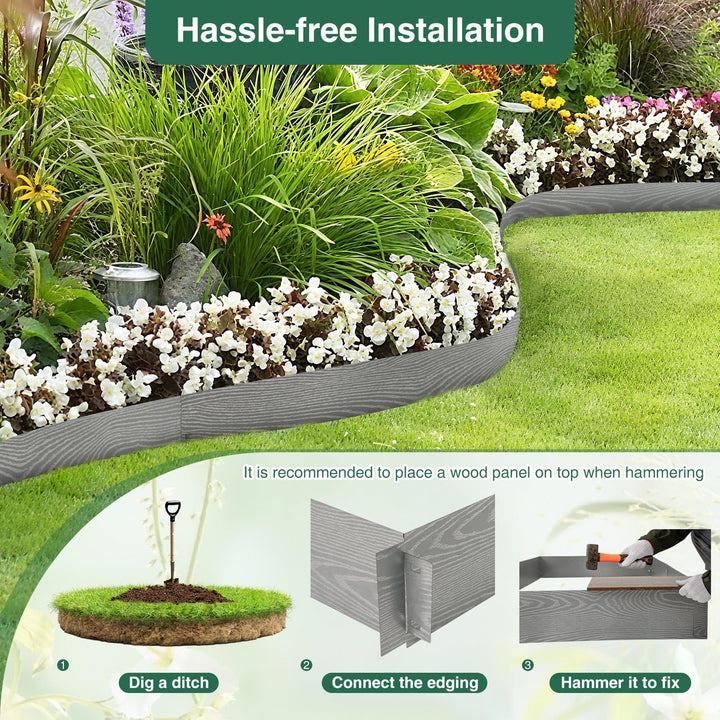 Giantex Galvanized Metal Landscape Edging 6 Packs 20FT Heavy-Duty Hammer-in Edging Border