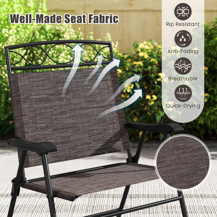 Giantex Set of 4 Patio Folding Chairs with Armrest and Metal Frame