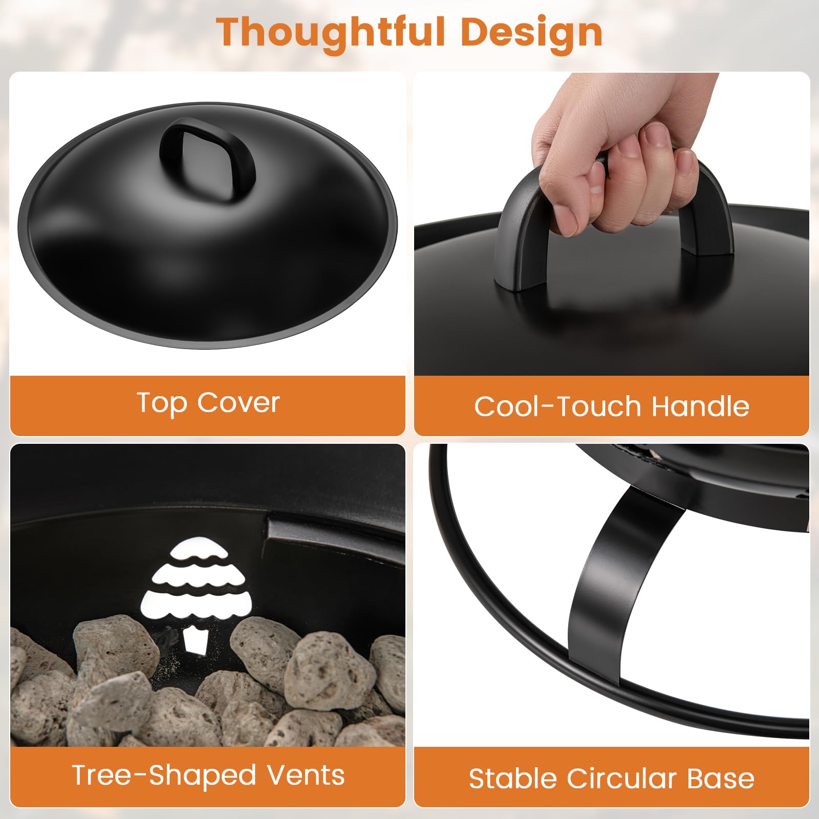 Giantex 21 Inch Smokeless Fire Bowl with Cover