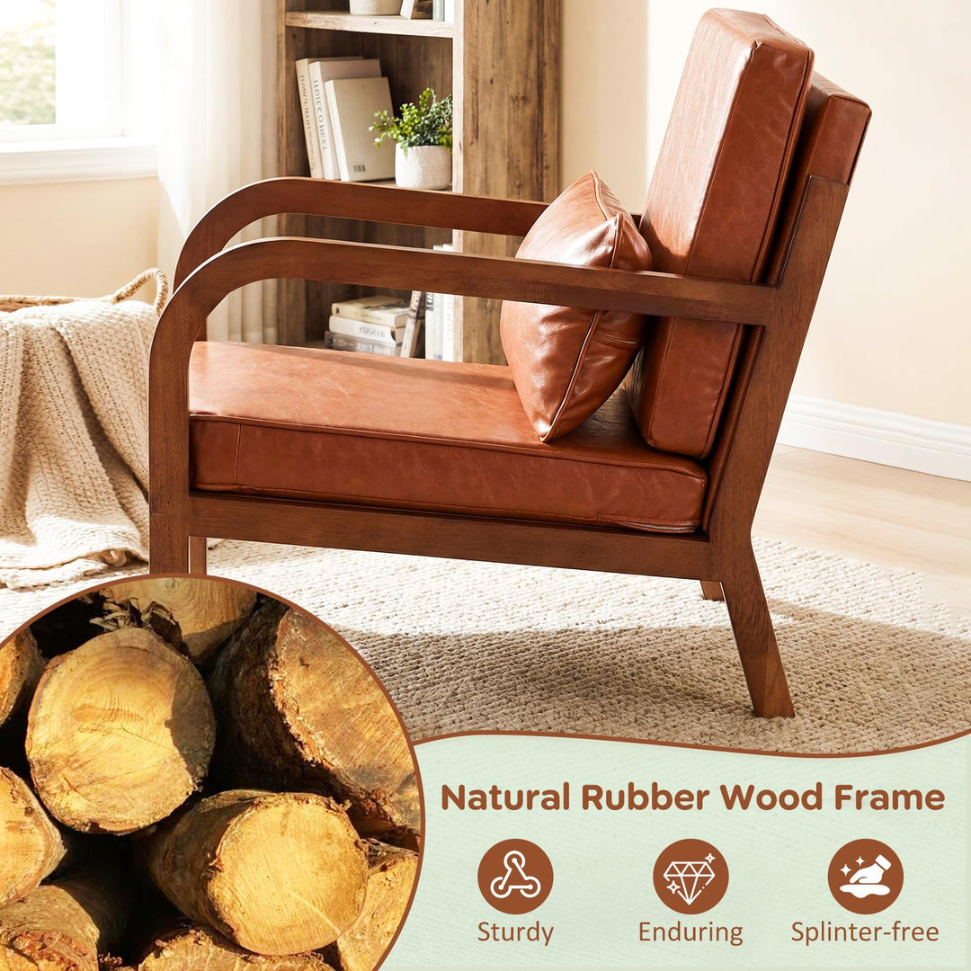 Giantex Mid-Century Modern Accent Chair with Lumbar Pillow