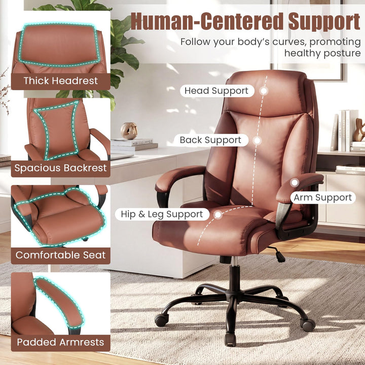 Giantex Executive Office Chair | High Back Ergonomic Home Desk Chair w/Headrest