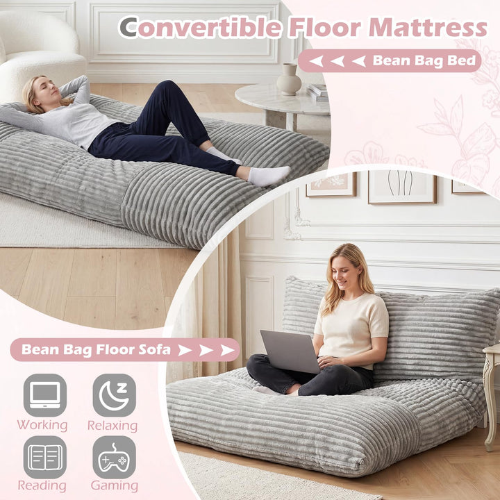 Giantex Bean Bag Chair for Adults | Stuffed Floor Sofa w/Machine-washable Corduroy Cover