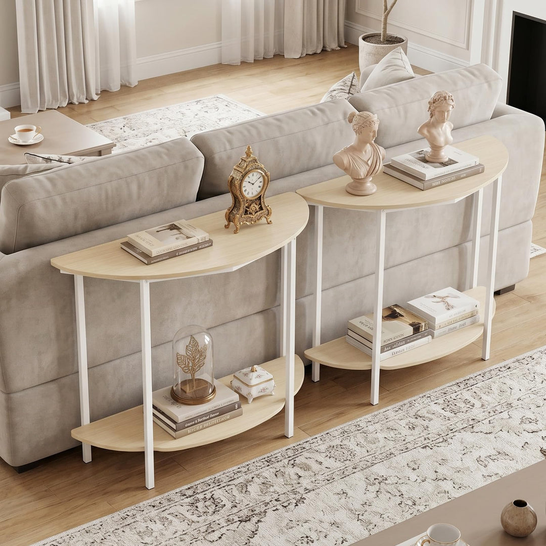 Giantex Half Moon Console Table | 40" Narrow Entryway Table with Storage Shelf