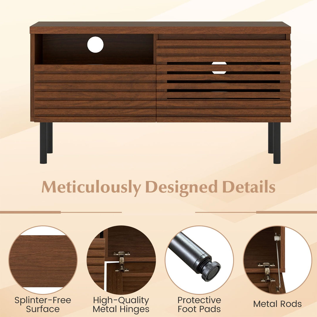 Giantex Mid Century Modern TV Stand with Fluted Entertainment Center