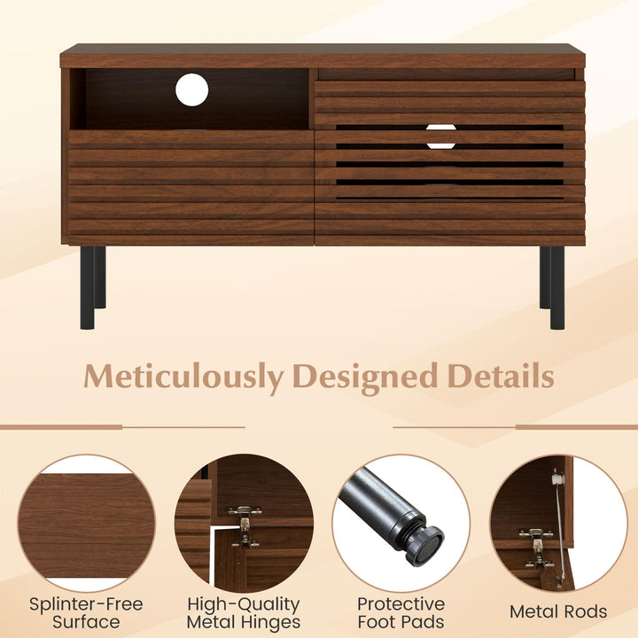 Giantex Mid Century Modern TV Stand with Fluted Entertainment Center