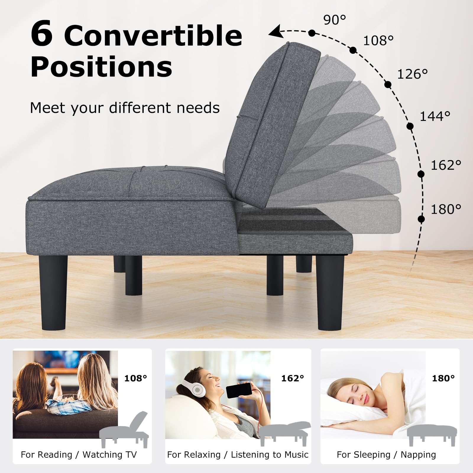 Giantex Convertible Futon Sofa Bed, Upholstered Folding Recliner